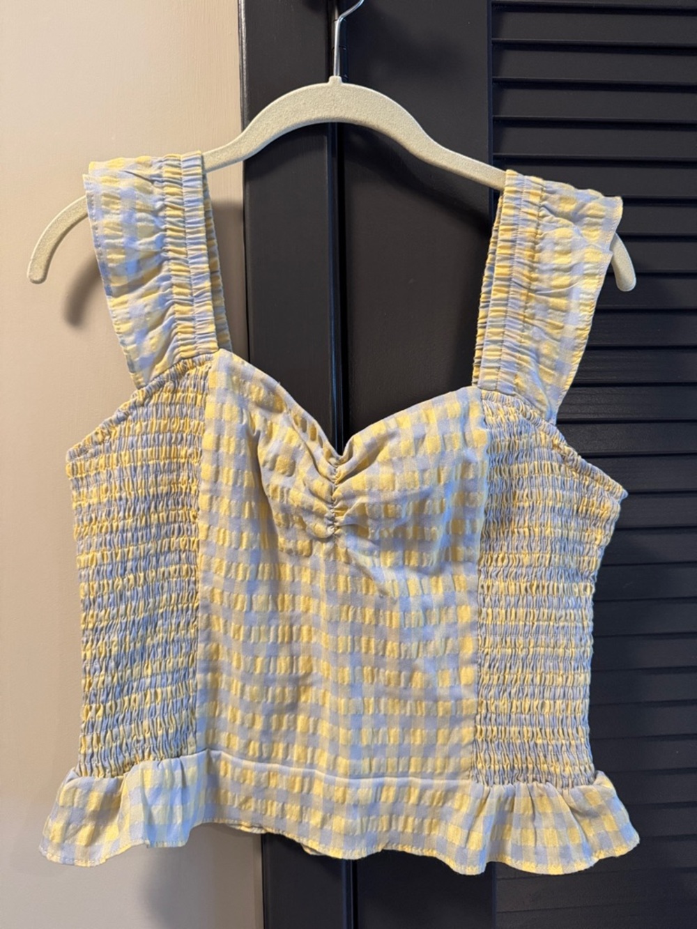 Heartloom Yellow and White Gingham Smocked Tank Top